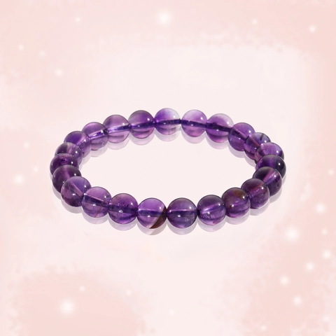 Natural Amethyst Beaded Bracelet Uruguay Deep Purple Gemstone Healing Crystal Jewelry For Women Elegant Simple Style
