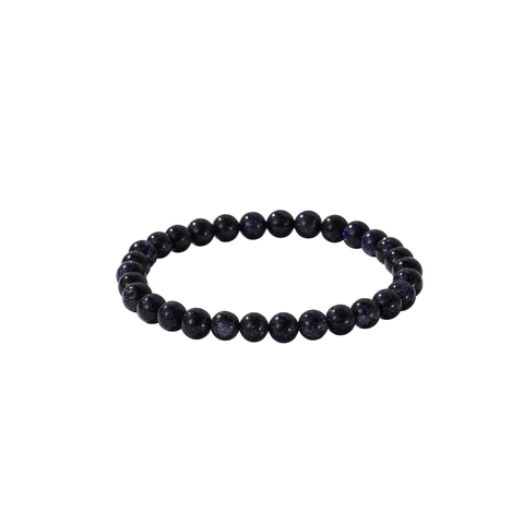 Bracelet En Perles De Pierre De Sable Bleu Effet Ciel Étoilé Scintillant Bijoux En Pierres Rondes Élastiques Pour Femmes