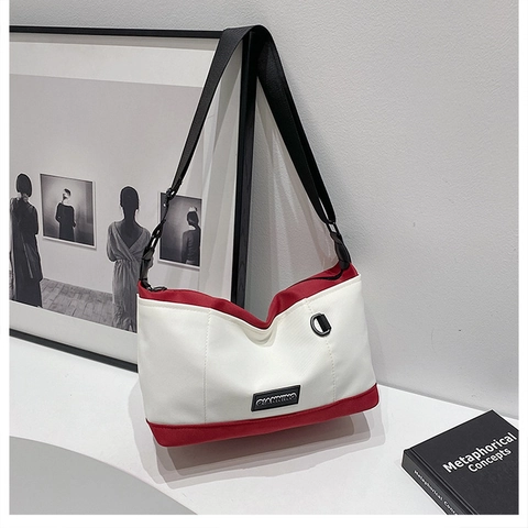 Bolso Tote de Mujer Gran Capacidad en Tela Compuesta Color de Contraste Casual Bolso de Hombro Bandolera Para Escuela Viajes