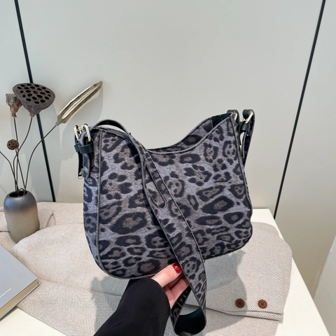 Borsa Sottobraccio Con Stampa Leopardata Ecopelle Mezzaluna Hobo Borsa A Tracolla Con Tracolla Regolabile Moda Retro Casual Per Donne