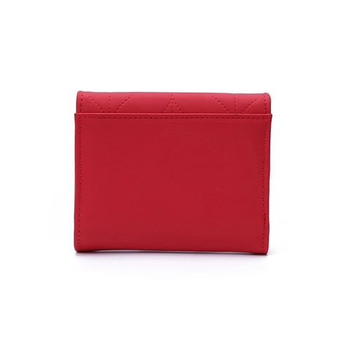 Korean Style PU Leather Short Trifold Wallet For Women Mini Card Holder Coin Purse With Leaf Embroidery Gold Buckle