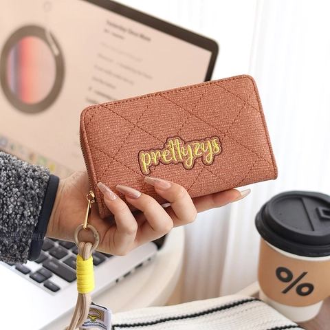 Women Zipper Wallet PU Leather Quilted Multi Functional Large Capacity Card Holder Purse With Wristlet Strap