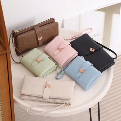 Lange Damen Geldbörse Aus PU Leder Mit Litschi Muster Und Handschlaufe Metall C Schnalle Große Kapazität Clutch Handtasche