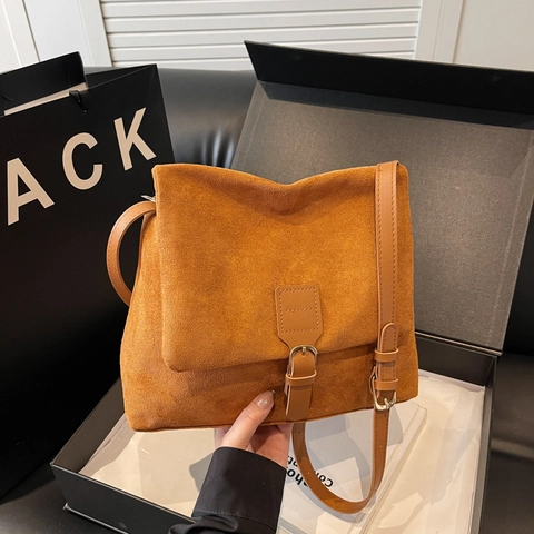 Retro Gematteerd PU Lederen Tote Tas Voor Vrouwen Vintage Suede Textuur Schoudertas Messenger Bag Woonwerkverkeer School Winter 2024