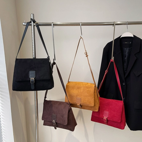 Retro Gematteerd PU Lederen Tote Tas Voor Vrouwen Vintage Suede Textuur Schoudertas Messenger Bag Woonwerkverkeer School Winter 2024