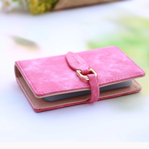 Damen Retro Matt PU Leder Kartenhalter Blatt Schnalle Multi Slot Faltbare Geldbörse Für ID Bankkarten
