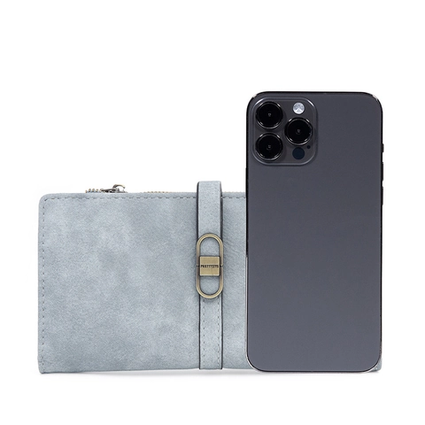 Women Long Wallet Frosted PU Leather Retro Large Capacity Clutch Bag With Multi Card Slots And Metal Buckle Elegant