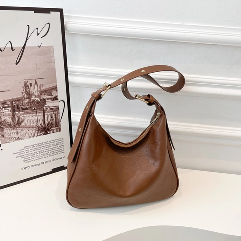 High Quality PU Leather Hobo Shoulder Bag For Women Vintage Large Capacity Tote Crossbody Bag With Adjustable Strap