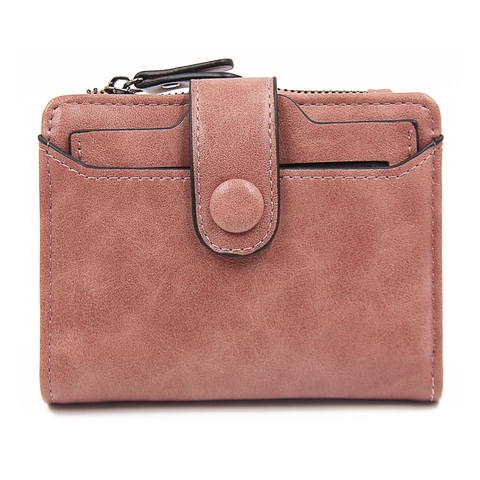 Portefeuille Court Pour Femmes En Cuir PU Mat Pliant Avec Poche À Monnaie Zippée Et Emplacements Pour Cartes Élégant