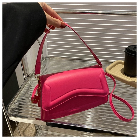 Women PU Leather Flap Crossbody Bag Wavy Embossed Small Square Shoulder Purse Solid Color Adjustable Strap