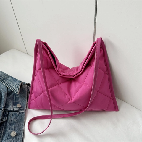 Bolso Tote de Hombro de Tela Oxford Acolchado para Mujer Gran Capacidad Color Sólido Minimalista Urbano Casual Bolso de Mano
