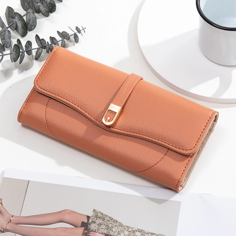 Damen Langbörse Große Kapazität PU-Leder Kieselmaserung Mehrere Kartenfächer Clutch Elegant Klappenverschluss Geldbörse Für Damen