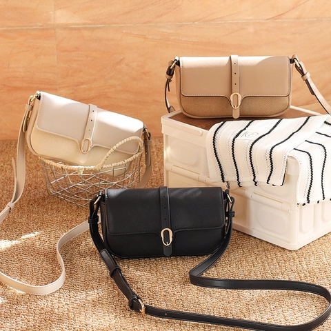 Bolso Bandolera Minimalista para Teléfono de Cuero PU y Tela Patchwork Con Hebilla de Metal de Herradura para Mujer