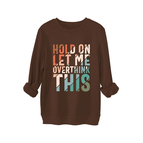 Sweat-shirt Décontracté en Mélange de Coton Doublé Polaire pour Femmes Col Rond Manches Longues Oversize Imprimé Lettres