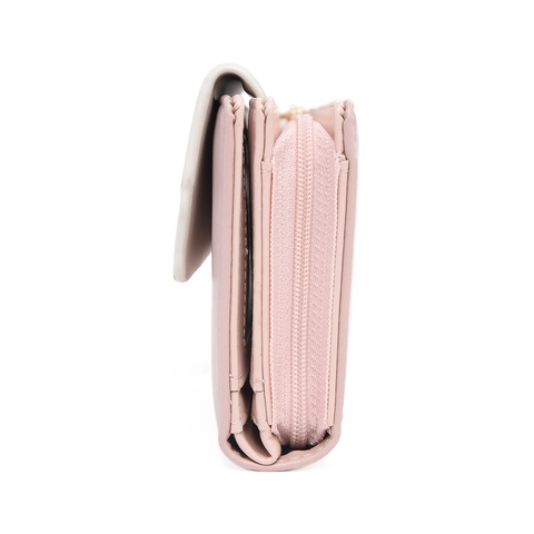 Portafoglio Lungo Donna Pelle PU Goffrata Motivo Floreale Quadri Slot Carte Patta Fibbia Fiore Stile Coreano