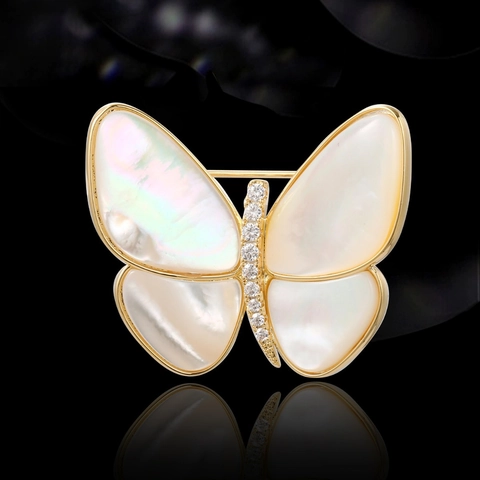 Spilla Farfalla Madreperla Zircone Rame Tono Oro Spille Da Corsetto Eleganti Per Donna Accessorio Di Moda