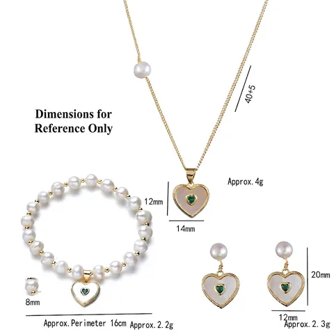 Heart Shell Drop Earrings With 925 Sterling Silver Earring Post Copper Green Zircon Artificial Pearl Korean Elegant Women Accessory