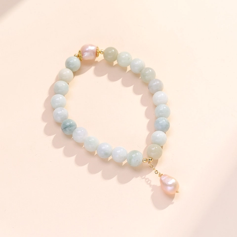 Bracciale Di Perle Con Perle Acqua Dolce Giada Verde Tianshan E Agata Stile Coreano Elegante Placcato Argento Fatto A Mano Per Donne