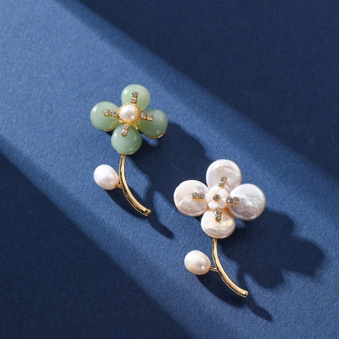 Spilla A Fiore Con Perla Barroca Natural Barocca Elegante Accessorio Bouquet Floreale In Ottone E Strass Per Donna Gioielli Moda