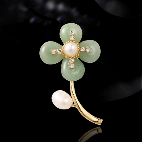Spilla A Fiore Con Perla Barroca Natural Barocca Elegante Accessorio Bouquet Floreale In Ottone E Strass Per Donna Gioielli Moda