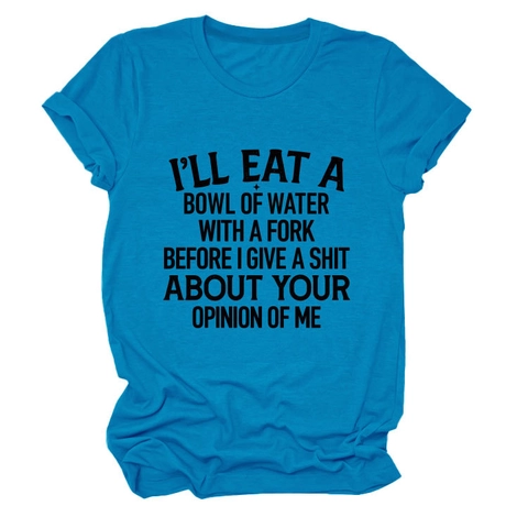 Camiseta de Mezcla de Algodón Casual para Mujer Con Slogan Estampado Manga Corta Cuello Redondo Streetwear Holgado