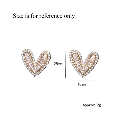 Orecchini A Cuore In Rame Zircone Scintillante Gioielli Di Moda Coreana Con Perno In Argento Per Donne
