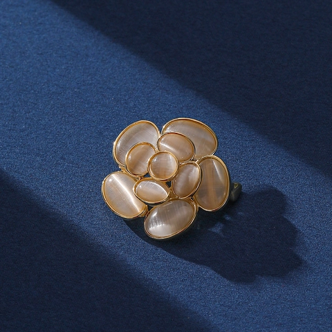 Spilla A Fiore Di Camelia In Lega Di Rame Con Pietra Occhio Di Gatto Stile Giapponese Coreano Mini Spilla Di Sicurezza