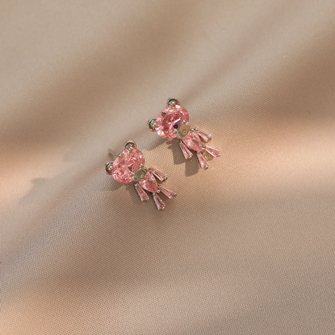 Elegante Teddybär Zirkonia Ohrstecker Mit 925 Sterlingsilber Stift Kupfer Kristall Rosa Weiß Tier Ohrringe Für Damen Schmuck Geschenk
