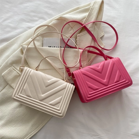 Women Vintage PU Leather Crossbody Bag V Quilted Pattern Top Handle Small Square Bag Elegant Shoulder Purse For Daily