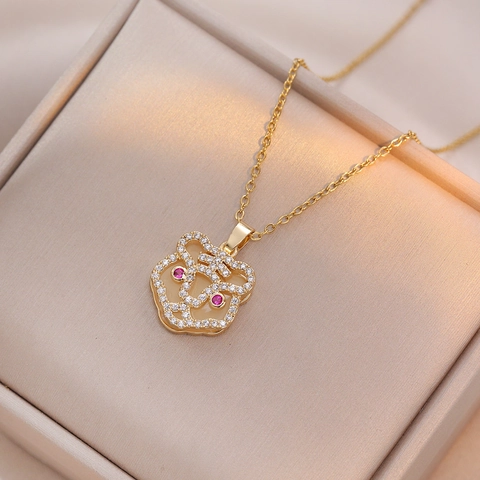Collana Con Ciondolo Tigre In Acciaio Al Titanio Placcato Oro A Strati Con Strass In Zircone Stile Coreano Gioielli Zodiacali