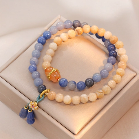 Bracciale Con Perline A Doppio Strato Agata Naturale Alashan Ciondolo A Zucca Gioielli In Stile Cinese Etnico Vintage Da Donna