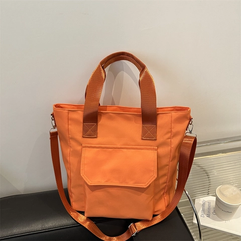 Bolso Tote de Nailon de Gran Capacidad para Mujer Resistente al Agua Color Sólido Bolso de Hombro Casual Estilo Callejero