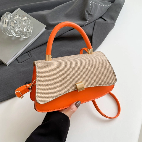Borsa Baguette Donna Pelle PU Intrecciata Patchwork Piccola Borsa Quadrata Tracolla Mano Tendenza Pendolare