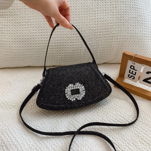 Sac de Soirée Pailleté pour Femmes Avec Boucle en Strass Élégant Sac à Bandoulière Sac à Main pour Fête Mariage