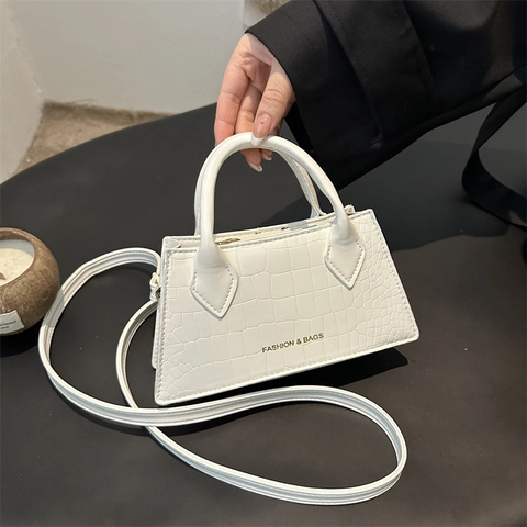 Damen Krokodilmuster PU Leder Handtasche Vintage Minimalistisch Kleine Quadratische Umhängetasche Elegante Schultertasche