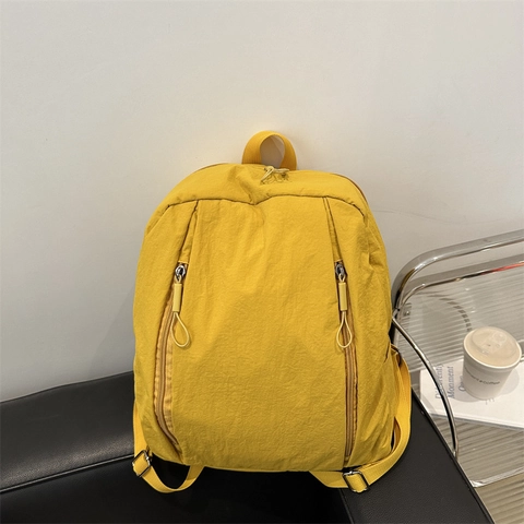 Mochila Escolar de Nailon Minimalista para Mujer Gran Capacidad Estilo Universitario Mochila de Viaje Ligera Multibolsillo