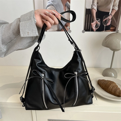 Damen Schleife Rucksack PU Leder 2025 Frühjahr Sommer Mode Schultertasche Tote Bag Süß Koreanischer Stil Pendeln