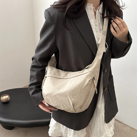Borsa a Spalla da Donna Minimalista in PU Grande Capacità Tracolla Regolabile Borsa Hobo a Mezzaluna Casual Quotidiana