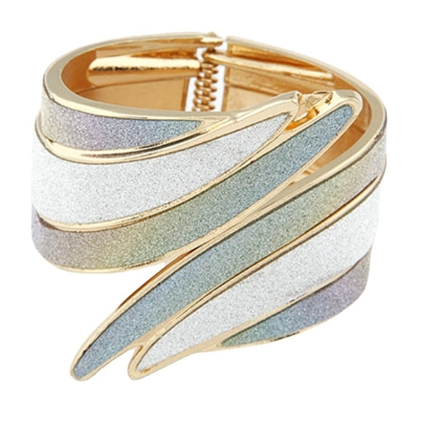 Vintage Punk Stijl Engelenvleugels Brede Open Armband Vergulde Legering Met Gekleurde Glitters Voor Vrouwen Sieraden Feest