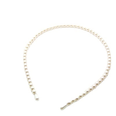 Elegant Faux Artificial Pearl Beaded Thin Headband For Women Simple White Alice Band Fashion Hair Accessories For Daily Party Wedding