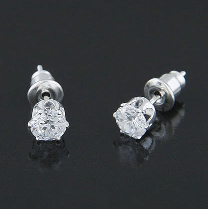 Pendientes De Botón De Circonita Redonda Aleación Zirconia Cúbica Brillante Joyería Minimalista Clásica Regalo Elegante Mujer