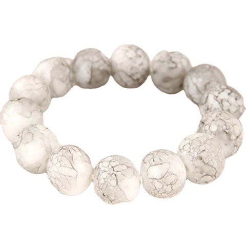 Pulsera de Cuentas para Hombre Cuentas de Vidrio Budista Oración Cuentas Estilo Étnico Mármol Copo de Nieve Textura Elástica Pulsera Joyería