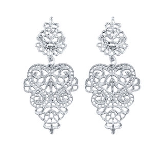 Pendientes Colgantes Huecos Vintage Aleación Patrón Flor Encaje Forma Corazón Estilo Palacio Joyas Elegantes Para Mujeres