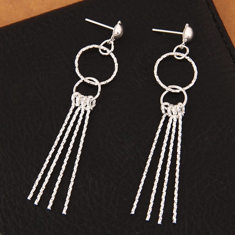 Boho Multi Layer Geometric Hoop Dangle Earrings Alloy Metal Wire Wrap Tassel Ethnic Trendy Jewelry For Women