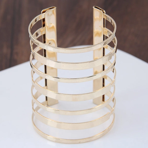 Brazalete Ancho Exagerado Aleación Metálico Multicapa Hueco Abierto Para Mujer Joyería De Moda Accesorio De Fiesta
