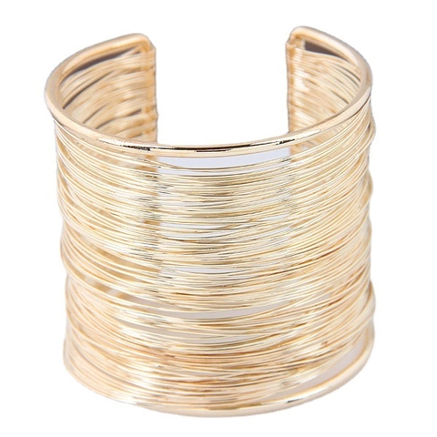 Meerlaagse Metaaldraad Brede Open Manchet Armband Geometrisch Overdreven Legering Minimalistische Bangle Sieraden Voor Vrouwen