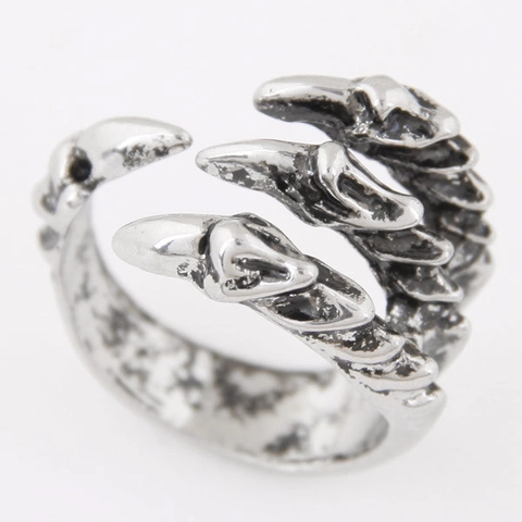 Retro Dragon Claw Adjustable Open Ring Alloy Vintage Punk Gothic Style Jewelry For Men Women Fashion Gift