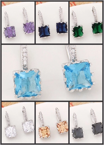 Leverback Hoop Ohrringe Mit Geometrischen Quadratischen Runden Zirkonia Kupfer Modeschmuck Für Damen Elegantes Accessoire