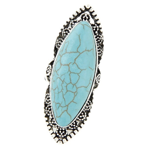 Anillo Marquise Bohemio Vintage Turquesa Sintética Aleación Joyería Étnica Retro Mujeres
