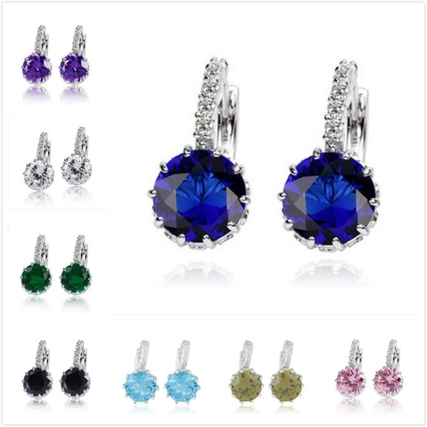 Orecchini A Monachella Zirconia Cubica Lega Rhinestone Elegante Geometrico Rotondo Quadrato Gioielli Donna